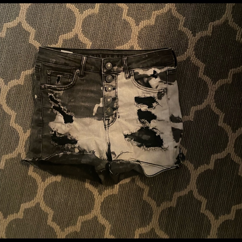 Cow-print jean shorts